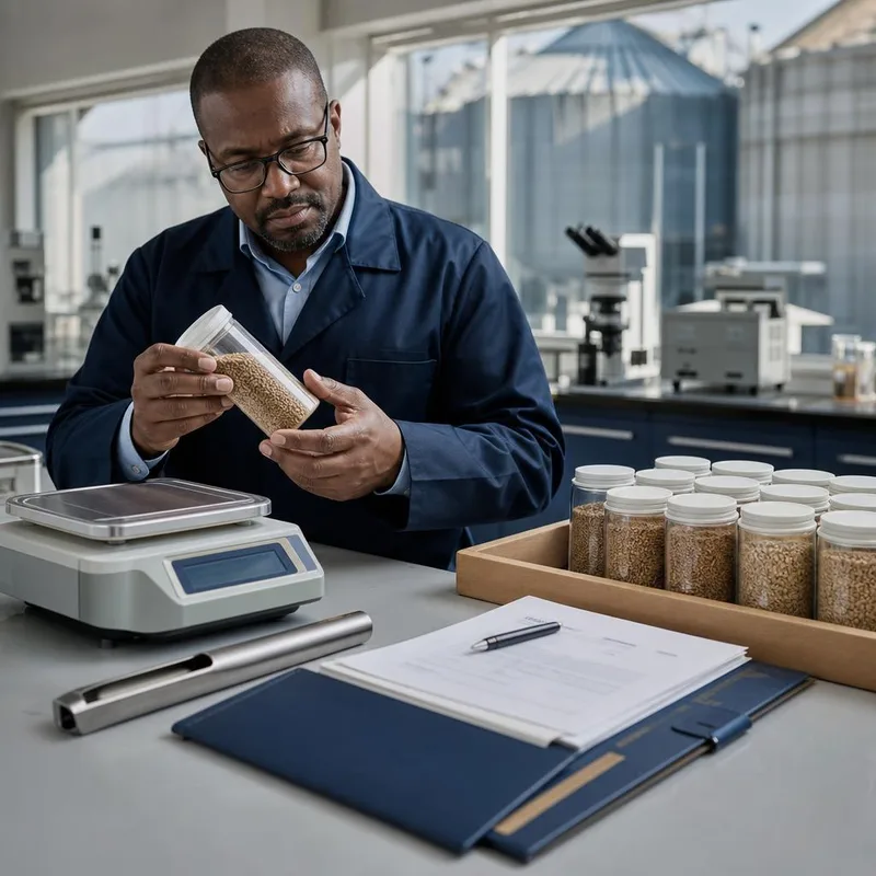 Illustrative commodity sampling, laboratory measurement and controlled quality records