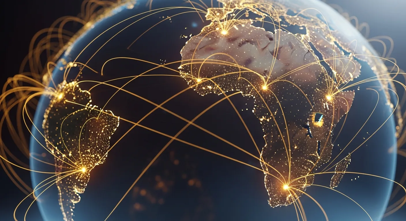 Illustration of cross-border business connections linking Australia and Africa