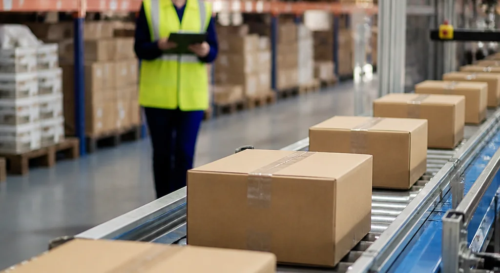 Warehouse team coordinating packaged goods for a temperature-managed supply route